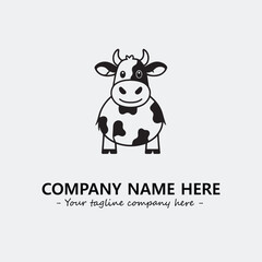 Cow illustration black and white for logo company vector image
