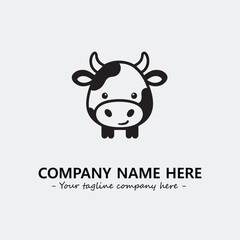 Cow illustration black and white for logo company vector image
