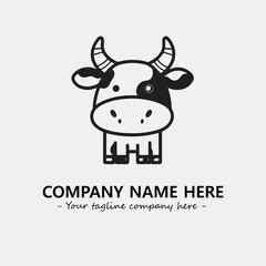 Cow illustration black and white for logo company vector image
