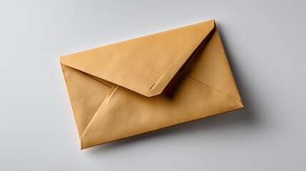 Brown Envelope with Flap Closed on Neutral Background Ideal for Mail, Letters, Correspondence and Stationery Use