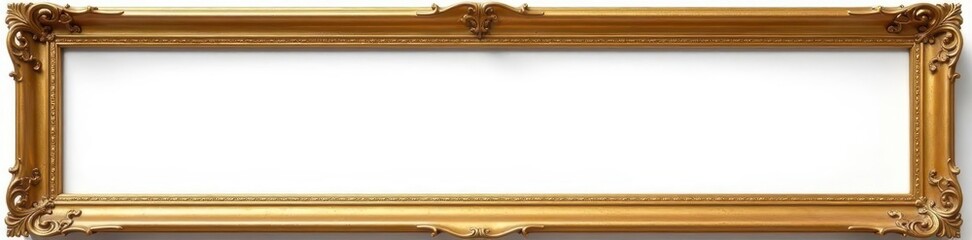 Aged gold picture frame against white backdrop , elegant, gilt