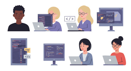 Fototapeta premium Web Development and Coding Professional Vector Illustration on Plain White Background AI File
