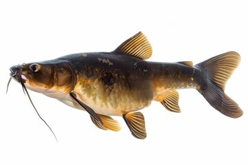 Fototapeta premium A graceful catfish gliding through clear waters in a serene aquatic habitat at dawn isolated on transparent background