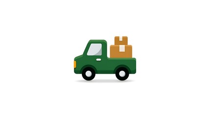 Naklejka premium Green Delivery Truck with Package Icon for Logistic or E-commerce Applications and Services