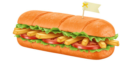 Isolated Sandwich with Fries