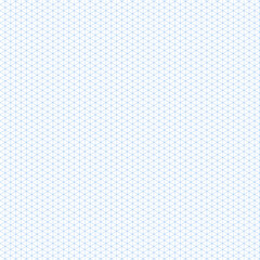 Isometric blue grid graph paper background. Pattern guide backdrop. Triangular grid mockup. Graph blueprint minimalist template. Technical plotting printable sheet for construction, architect drawing.