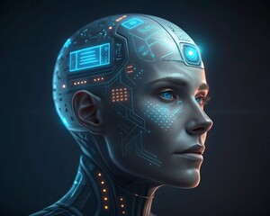 Obraz premium Synthetic Mind: The Face of Future Intelligence