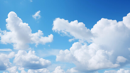 Fluffy Cumulus Clouds in a Bright Blue Sky