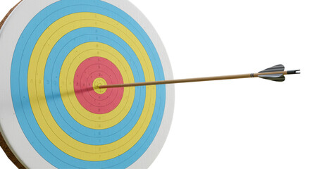 Isolated Arrow Hitting Center of Archery Target