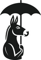 Vector silhouette of a donkey head peeking 