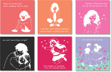 Cute anime quotes theme colorful layout vector illustration editable for website and banner