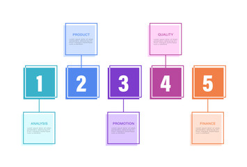 5 Steps or Options for business presentations or reports. Vector design template