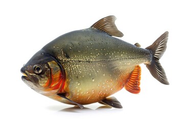 A vibrant piranha showcasing its stunning colors in a serene aquatic environment isolated on transparent background