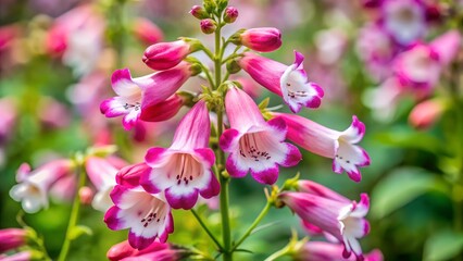Obraz premium Beautiful pink and white flowers blossom in the spring garden, a colorful display of nature's bright beauty