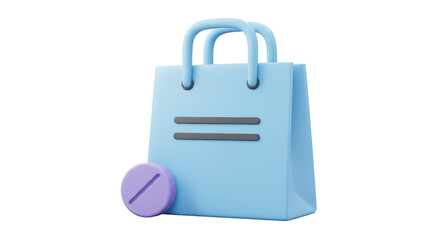 Isolated Shopping Bag with Minus Symbol