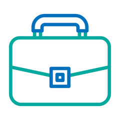 Business Briefcase Vector Line Dark Blue with Bluish Green Icon Design
