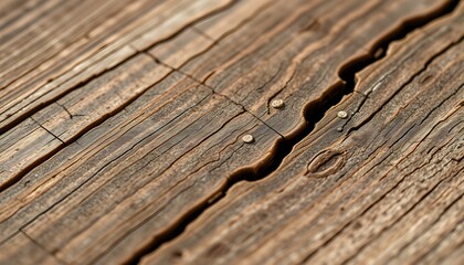 Fototapeta premium Wood texture, close-up, natural grain patterns, linear cracks, beige tones, smooth surface, organic material, carpentry detail, minimalist background