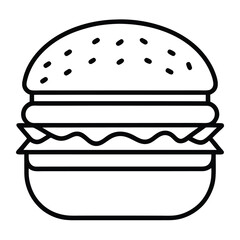 Burger outline vector icon on white background