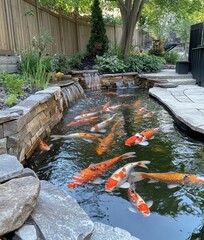 koi fish in pond