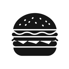 Burger silhouette vector icon on white background