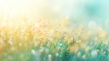 Fototapeta premium Blurred background of sunlight shining through grasses in spring