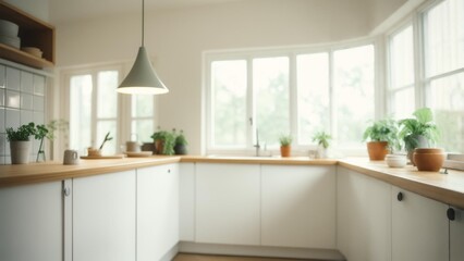 Scandinavian Minimalist Kitchen Interior with Natural Light