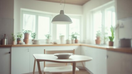 Scandinavian Minimalist Kitchen Interior with Natural Light