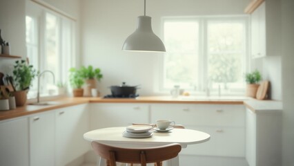 Scandinavian Minimalist Kitchen Interior with Natural Light