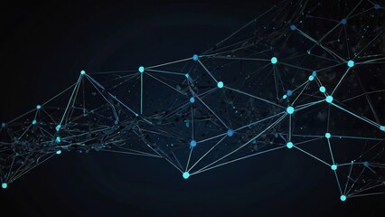 Abstract technology vector design concept with blue geometric network connection lines forming a digital communication pattern