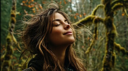 Woman enjoying nature's beauty