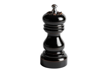 A striking black pepper mill resembling a chess piece adds flair to the dining table decor isolated on transparent background