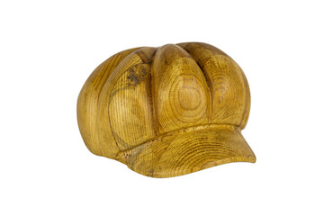 wooden hat block form for shaping caps – millinery tool on white