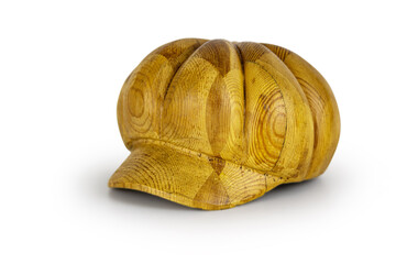 wooden hat block form for shaping caps – millinery tool on white