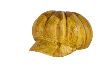wooden hat block form for shaping caps – millinery tool on white