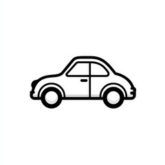 Fototapeta premium Outlined small car illustration on white background