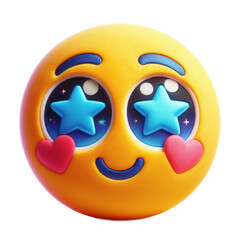 Adorable 3D plush eye star emoticon toy with soft fabric, expressive design, and smooth texture, isolated on white background.