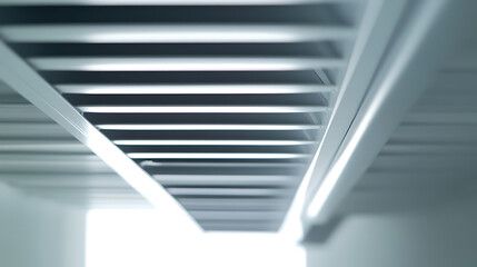 Obraz premium HVAC technician installing ventilation systems in a warehouse. Featuring HVAC installation