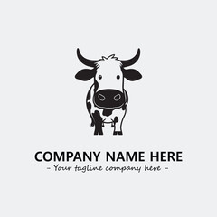 Cow illustration black and white for logo company vector image
