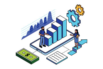 Business Marketing Analysis Concept Isometric