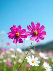 Obraz premium two pink cosmos flowers