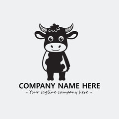 Cow illustration black and white for logo company vector image
