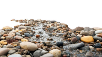 Natural Stream Flow Over Stones and Pebbles Transparent Background
