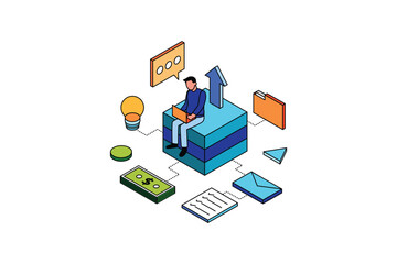 Business Email Marketing Concept Isometric