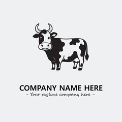 Cow illustration black and white for logo company vector image
