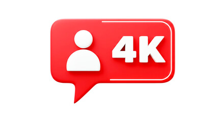 Fototapeta premium A red speech bubble with a white person icon and the text 4k on a black isolated background