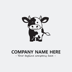 Cow illustration black and white for logo company vector image
