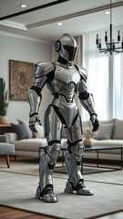 Fototapeta premium Advanced Robot in Stylish Living Room Setting