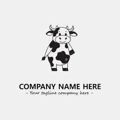 Cow illustration black and white for logo company vector image
