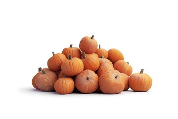 Pscribed pile of pumpkins isolated on white background