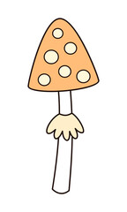 Cute groovy mushroom, isolated cartoon seasonal object. Autumn vector illustration in flat style.